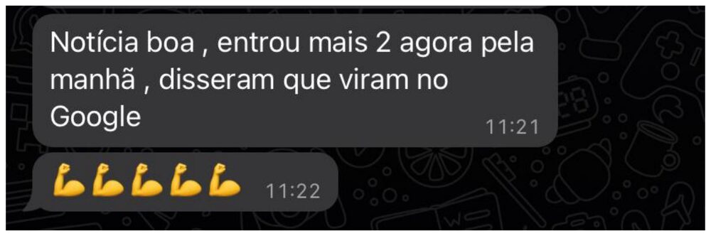 Mais 2 clientes vieram do Google